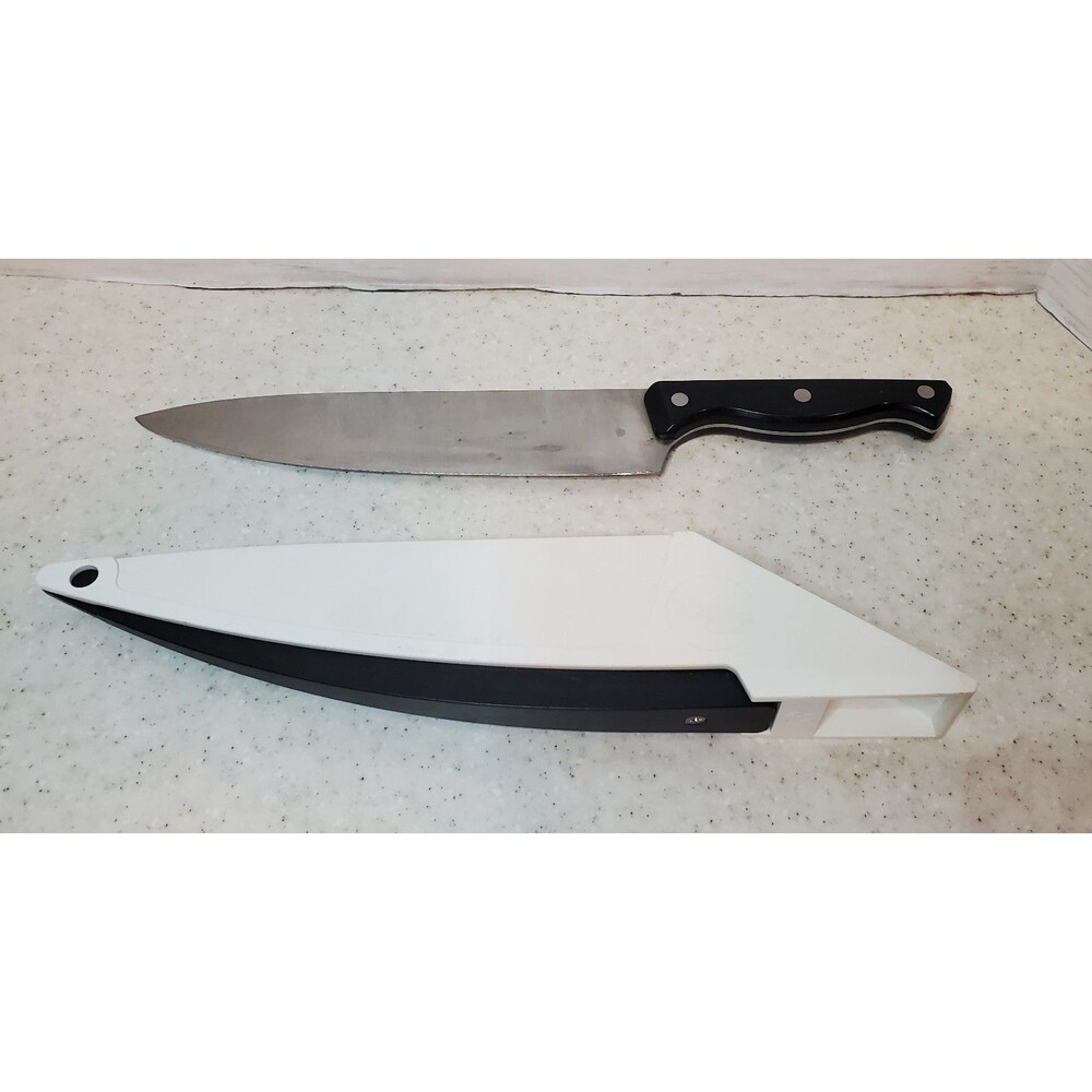 Pampered Chef 8” Chef’s Knife w Built-In Sharpening Sheath Retired Discontinued